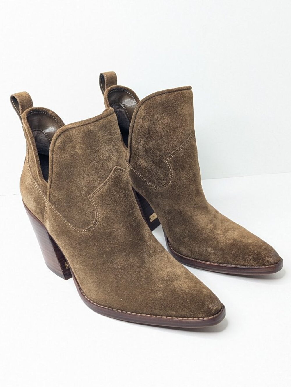 Vince Camuto Phaidra Western Ankle Boots Brown Suede Womens 8.5
